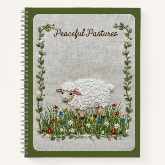 Peaceful Pastures Embroidered Sheep Nature Journal Notitieboek (Voorkant)