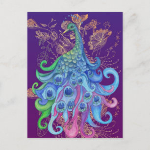 Peaceful Peacock Holiday Greeting Cards Briefkaart