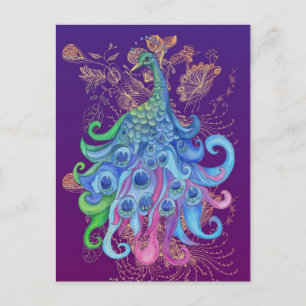 Peaceful Peacock Holiday Greeting Cards Feestdagenkaart