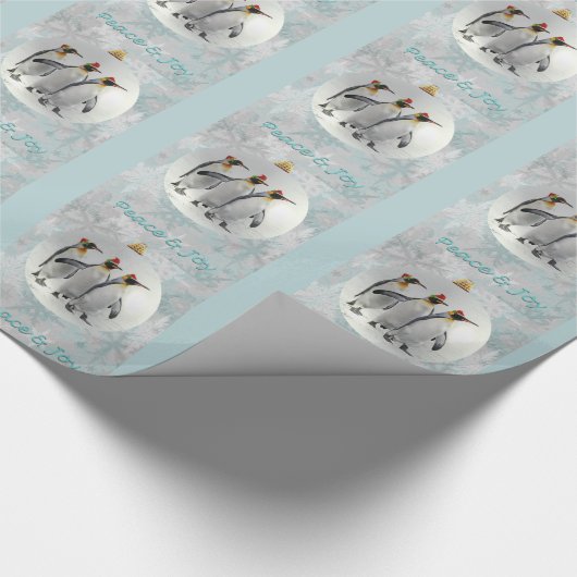 Peaceful Penguins kerstinpakken papier (Hoek)