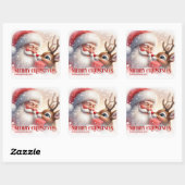 Peaceful Personalized Santa Rudolph Christmas Vierkante Sticker (Vel)
