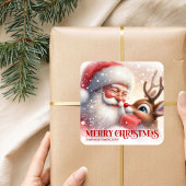 Peaceful Personalized Santa Rudolph Christmas  Vierkante Sticker