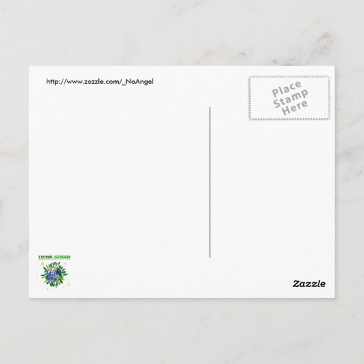 Peaceful Planet: Denk groen Briefkaart (Achterkant)