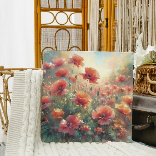 Peaceful Poppy Meadow Canvas Afdruk