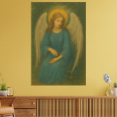 Peaceful Prayer Angel – Golden Halo White Wing Gua Canvas Afdruk (Insitu (Woonkamer))