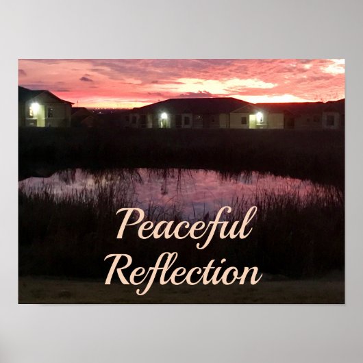 Peaceful Reflection Sunset Over Pond Poster (Voorkant)