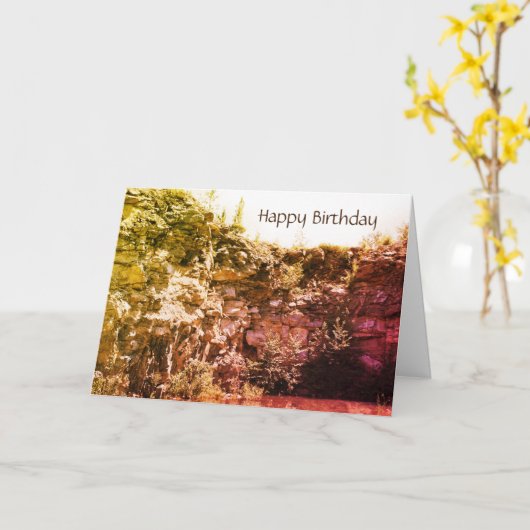 Peaceful Rock Quarry Natuur Birthday Kaart (Gele Bloem)