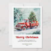 Peaceful Rustic Red Truck Christmas Scene Greeting Feestdagenkaart (Voorkant)