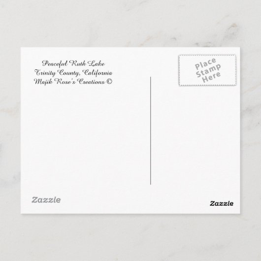 Peaceful Ruth Lake..... Briefkaart (Achterkant)