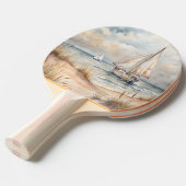 Peaceful Sailing Watercolor Coastal Tafeltennisbatje (Voorkant Gekanteld)