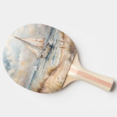 Peaceful Sailing Watercolor Coastal Tafeltennisbatje (Zijkant)