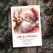 Peaceful Santa And Rudolph Joyful Christmas Card Feestdagenkaart