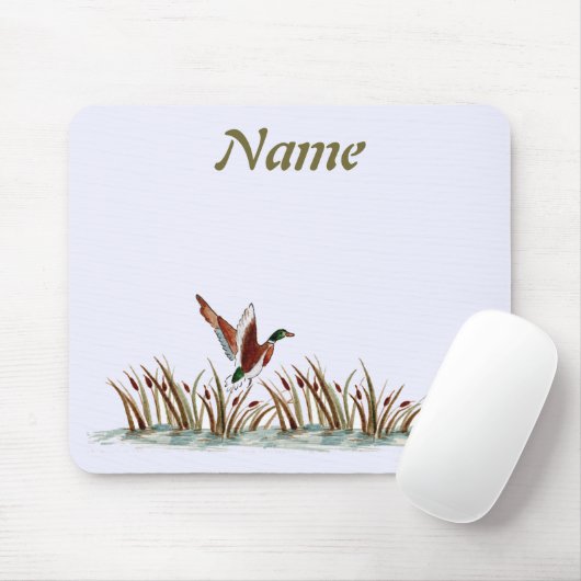 Peaceful scene Mallard Duck over Cattails Muismat (Met muis)