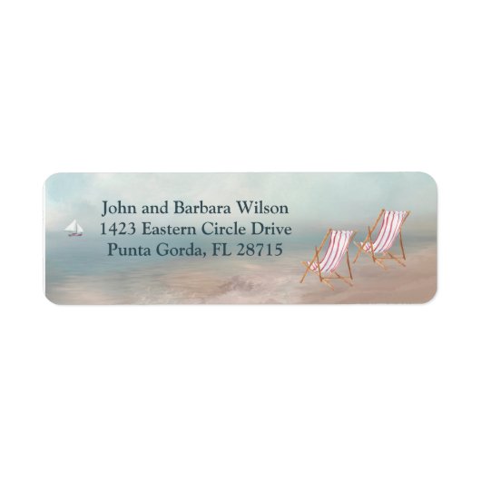 Peaceful Seascape Beach Sailboat Return Address Etiket (Voorkant)