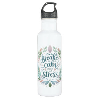 Peaceful Self‑Care Design “Breathe In Calm” Quote Waterfles