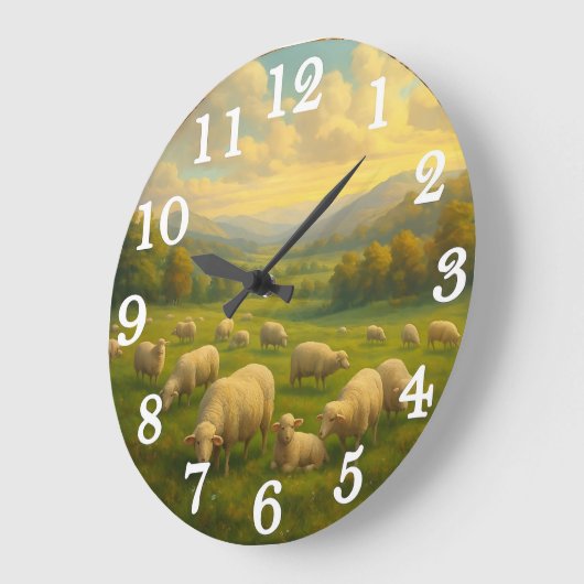 Peaceful sheep in pastoral meadow grote klok (Hoek)