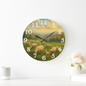 Peaceful sheep in pastoral meadow grote klok (Huis)