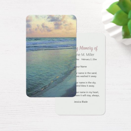 Peaceful Shores Sunset Funeral Memorial Visitekaartje (Bureau)