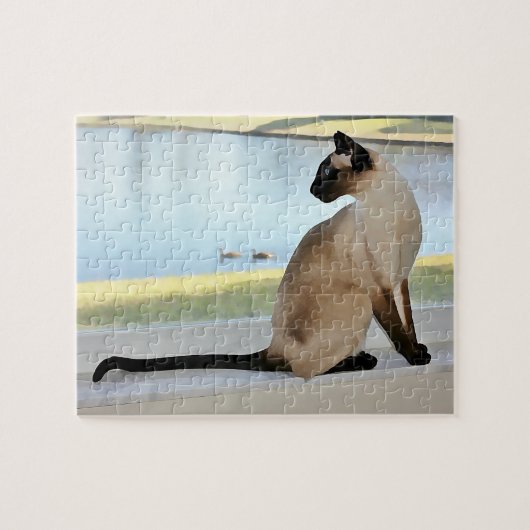Peaceful Siamese Cat Painting Legpuzzel (Horizontaal)