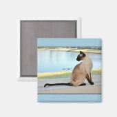 Peaceful Siamese Cat Painting Magneet (Voorkant / Achterkant)