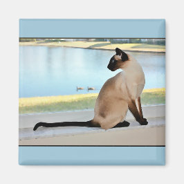 Peaceful Siamese Cat Painting Magneet