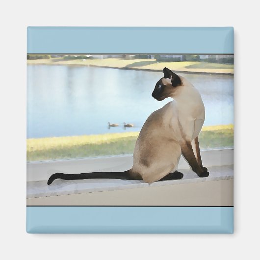 Peaceful Siamese Cat Painting Magneet (Voorkant)