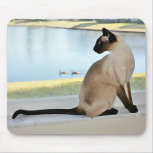 Peaceful Siamese Cat Painting Muismat