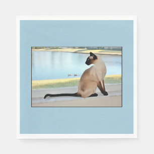 Peaceful Siamese Cat Painting Servetten