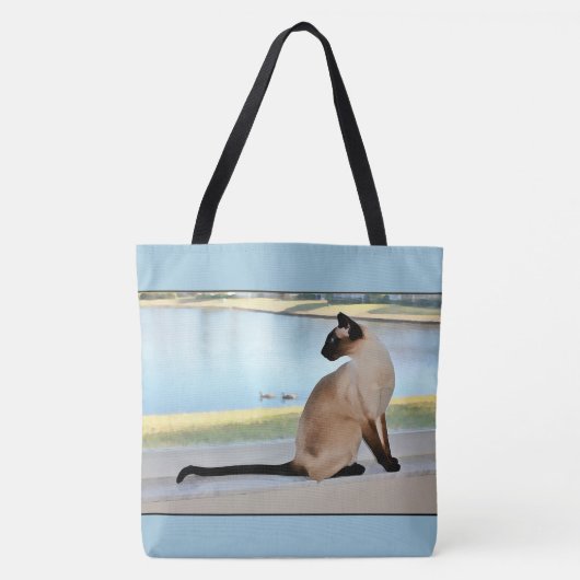 Peaceful Siamese Cat Painting Tote Bag (Voorkant)