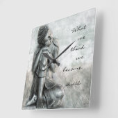 Peaceful Silver Boeddha met de wijnovereenkomst Vierkante Klok (Hoek)