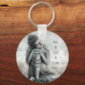 Peaceful Silver Buddha met citaat Sleutelhanger (Voorkant)