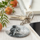 Peaceful Silver Buddha met citaat Sleutelhanger (Zijkant)