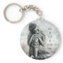 Peaceful Silver Buddha met citaat