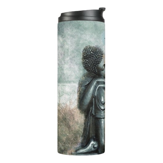 Peaceful Silver Buddha met Monogram | Naam Thermosbeker (Gedraaid links)