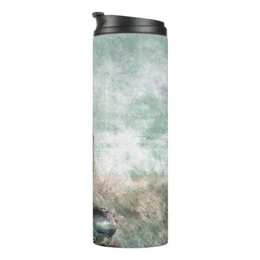 Peaceful Silver Buddha met Monogram | Naam Thermosbeker (Geroteerd rechts)