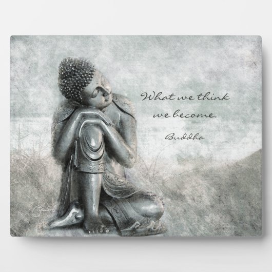 Peaceful Silver Buddha met Wisdom Quote Fotoplaat (Voorkant)
