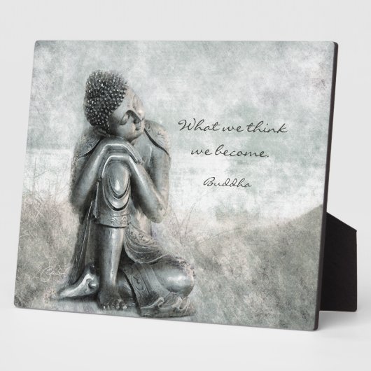 Peaceful Silver Buddha met Wisdom Quote Fotoplaat (Zijkant)