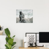 Peaceful Silver Buddha met Wisdom Quote Poster (Thuiskantoor)