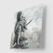 Peaceful Silver Buddha Vierkante Klok (Hoek)