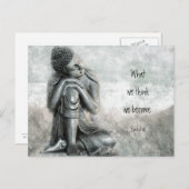 Peaceful Silver Buddha Wisdom Mindfulness Quote Briefkaart (Voorkant / Achterkant)