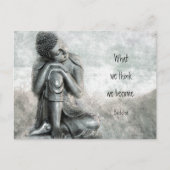 Peaceful Silver Buddha Wisdom Mindfulness Quote Briefkaart (Voorkant)