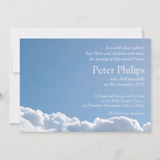 Peaceful Sky 2 met gedicht Uitvaart Aankondiging (Voorkant)