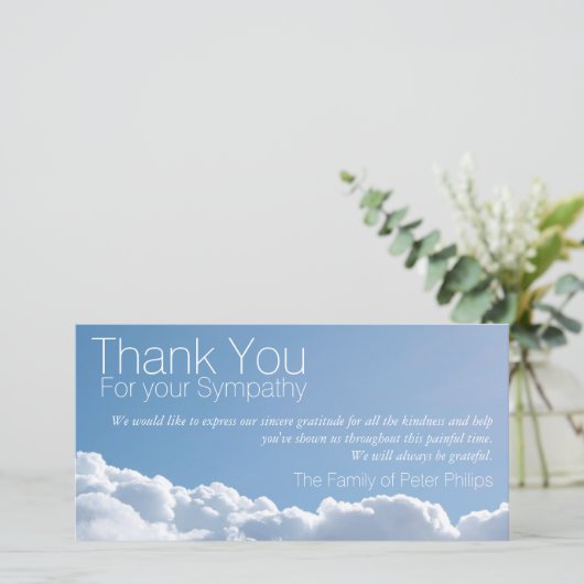 Peaceful Sky 2 Sympathie Hartelijk dank Bedankkaart (Staand voorkant)