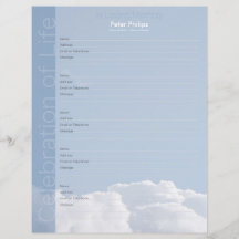 Peaceful Sky Clouds Memorial Book Filler Page