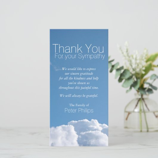 Peaceful Sky V1 Sympathy Dank u fotokaart Bedankkaart (Staand voorkant)