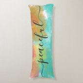 Peaceful Sleep Coral Yellow Turquoise Waterverf Lichaamskussen (Voorkant Verticaal)