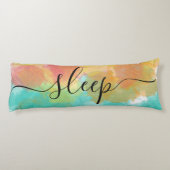 Peaceful Sleep Coral Yellow Turquoise Waterverf Lichaamskussen (Achterkant)