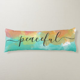 Peaceful Sleep Coral Yellow Turquoise Waterverf Lichaamskussen