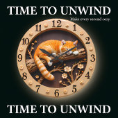 Peaceful Sleeping Orange Tabby Cat Grote Klok