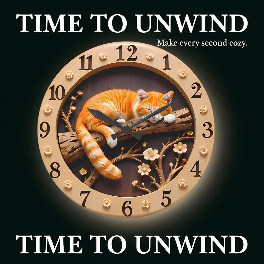 Peaceful Sleeping Orange Tabby Cat Grote Klok